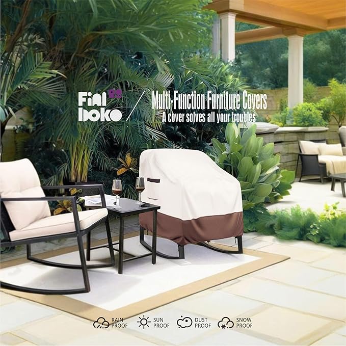 Outdoor Chair Covers 2 Pack, (30"W x 34"D x 38"H)100% Waterproof Heavy Duty Patio Furniture Covers ,Outdoor Furniture Covers Waterproof for Patio Chair Covers,Beige&brown