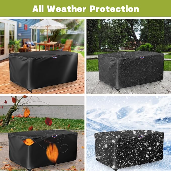 Outdoor Dining Table Cover, 60" Rectangle Patio Furniture Covers Waterproof, Protective Cover for Outdoor Dining Table Chairs Set - Black, 60 X 38 X 28 Inch
