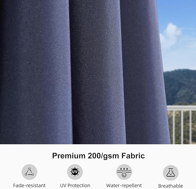 PURPLE LEAF 8' x 5' Rectangular Patio Umbrella Outdoor Table Umbrella Aluminum Frame Market Umbrella Sun Umbrella with 8 Sturdy Ribs & Tilt for Garden Deck Lawn & Pool Navy Blue