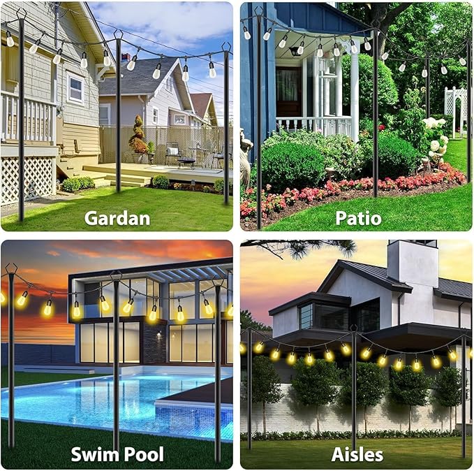 AILBTON 10Ft Exterior Light Poles 8 Pack, Durable Metal Light Posts for Outdoor Use, Equipped with Fixed Brackets for Yard, Terrace, Backyard and Garden Decor