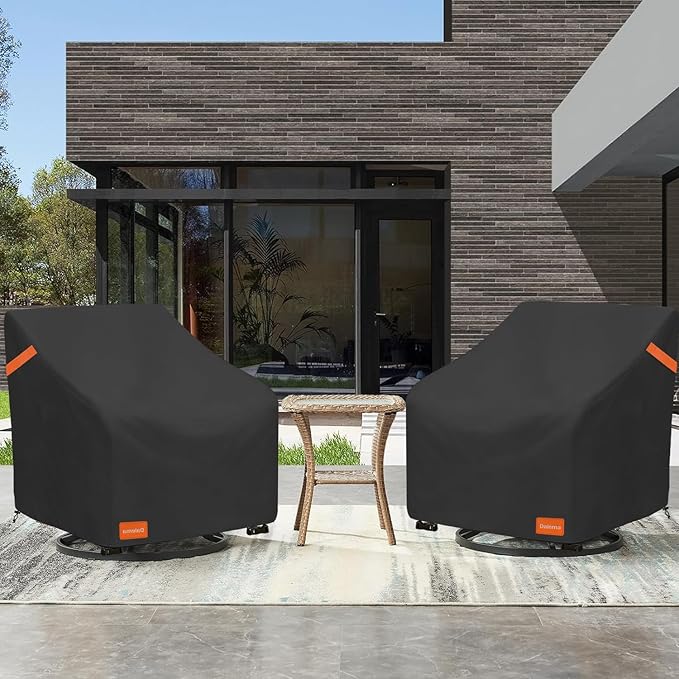 Outdoor Swivel Chair Cover 2 Pack,600D Heavy Duty 100% Waterproof Outdoor Chair Covers,Patio Furniture Covers for Swivel Patio Chairs,37.5" W x 39.25" D x 36" H,Black