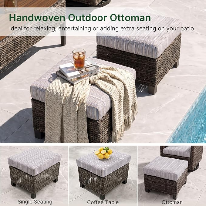 Wicker Patio Conversation Set, Outdoor Patio Furniture Set with Deep Seating, Wide Armrests & Thick Cushions, All-Weather Outdoor Furniture Set for Patio, Porch, Deck & Backyard