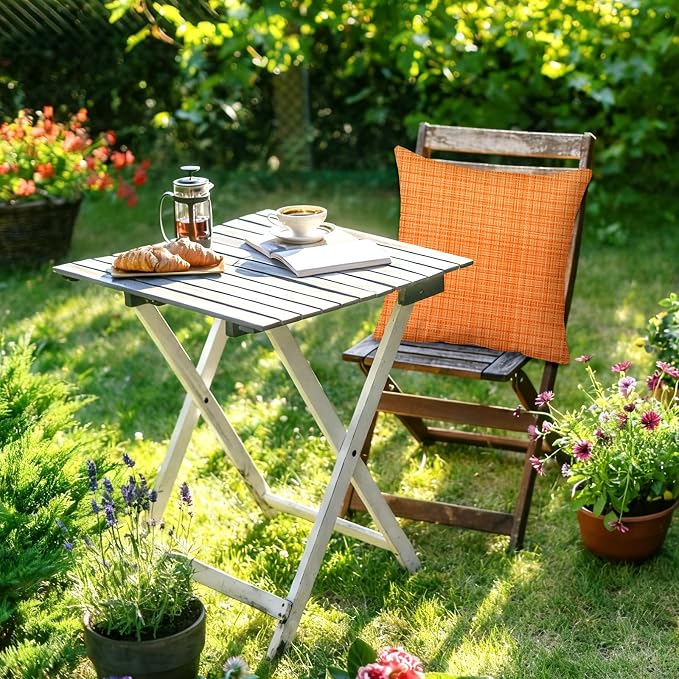 M METERXITY 2-Pack Outdoor Waterproof Throw Pillow Cover, 20x20 Inch Linen Weaving Texture Decorative Cushion Cover for Patio/Balcony/Garden, Water Resistant Pillow Case [Orange]
