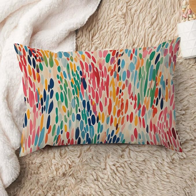 Make It Rain Fiesta Lumbar Support Pillow Case Rainbow Colorful Pillow Case 16x24in Farmhouse Accent Decorative Cushion Cases Home Decor for for Sofa Couch Patio Bedroom Car