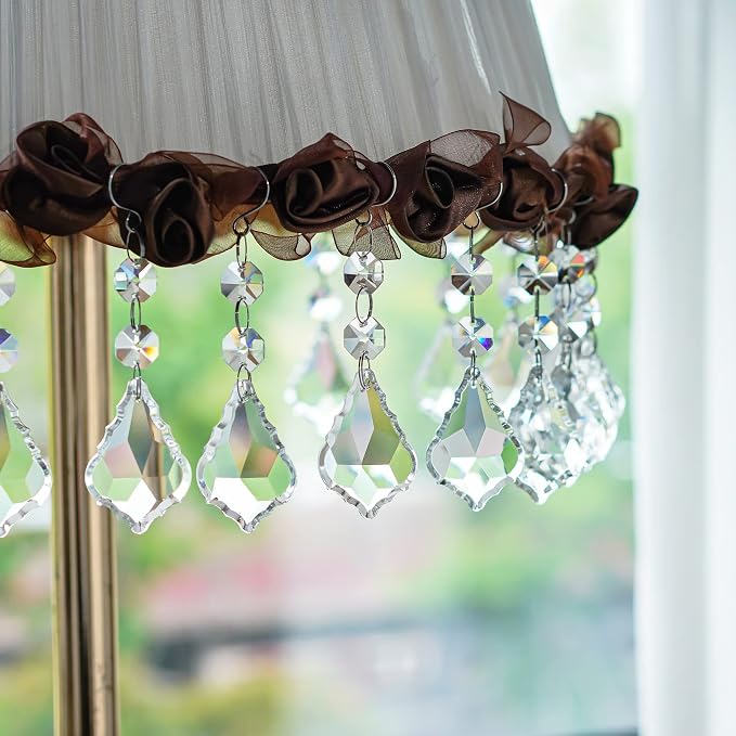 20pcs Crystal Chandelier Prism Pendant, 50mm Suncatchers Hanging Crystals | Clear Maple Leaf Crystal Sun Catcher Beads for Chandelier Christmas Tree Decoration