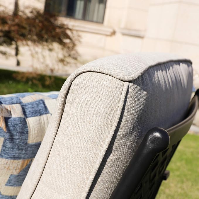 Outdoor Chair Bistro Cushioned Rocking Sofa Chairs Patio Furniture Sets Modern Conversation Set with 5.1 Inch Thick Seat Cushions (2PCS-2, Beige)