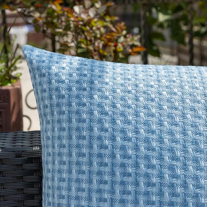 Kevin Textile Outdoor Waterproof 14"x36" Pillow Cover 1 Pack, Light Blue | Water Resistant Weaving Faux Linen Texture Throw Pillow Covers, Outside Decorative Pillowcases for Garden Patio Balcony Couch