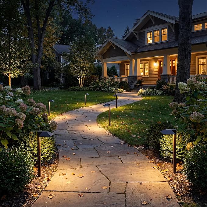 GOLDEN STAR Low Voltage Pathway Lights 1.2W Replaceable G4 LED 8PK Outdoor Landscape Lighting 40 Lumen Warm White Waterproof Garden Lights for Walkway Yard, Lawn Driveway with Easy Install Connectors