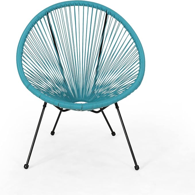 Christopher Knight Home Outdoor Hammock Weave Chair with Steel Frame (Set of 4) - Teal and Black