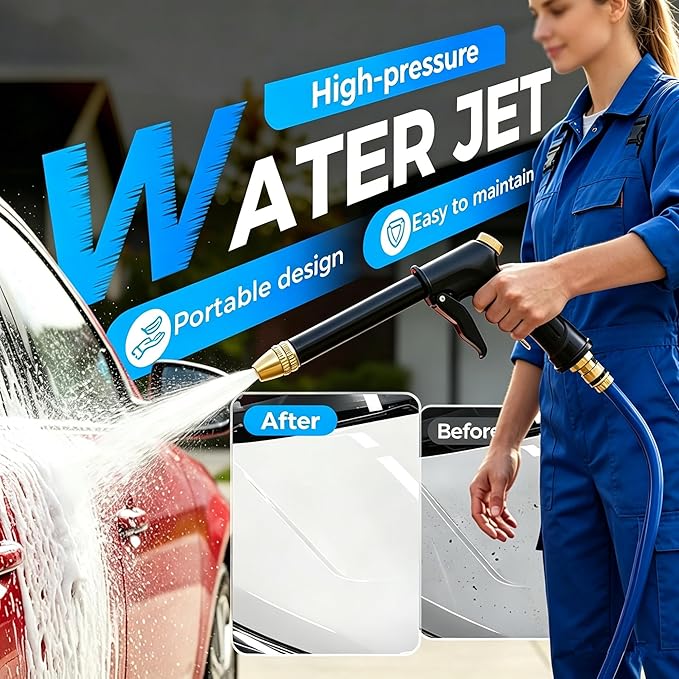 Pressure Washer Hose Attachment, 2026 High Pressure Water Hose Nozzle, Turn Garden Hose into Pressure Washer Wand, for Car, Patio, Gutter, Pet, Window Cleaning with 3 Adjustable Jet Nozzle(Black1)
