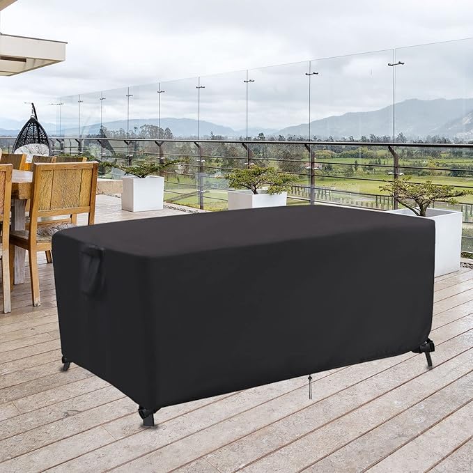 Outdoor Dining Table Cover, 64 Inch Rectangle Patio Dining Table Cover, Waterproof Outside Table Covers Furniture Covers - 64 X 38 X 28 Inch