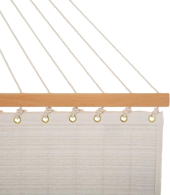 Castaway Living Large Natural Solid Quilted Polyester Hammock – 11.5 ft. x 52 in., 350 lb Capacity, Pillow, Storage Bag, Extension Chains & Tree Hooks – Durable Outdoor Lounger