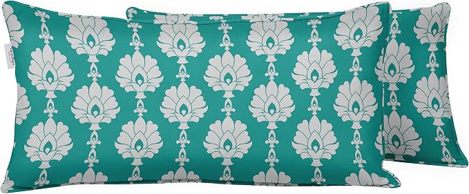 Indoor/Outdoor Polyester Fabric Lumbar Pillow Cover, All-Weather Waterproof Rectangular Cushion Case for Patio Furniture, 12 x 20 Set of 2 - Block-57