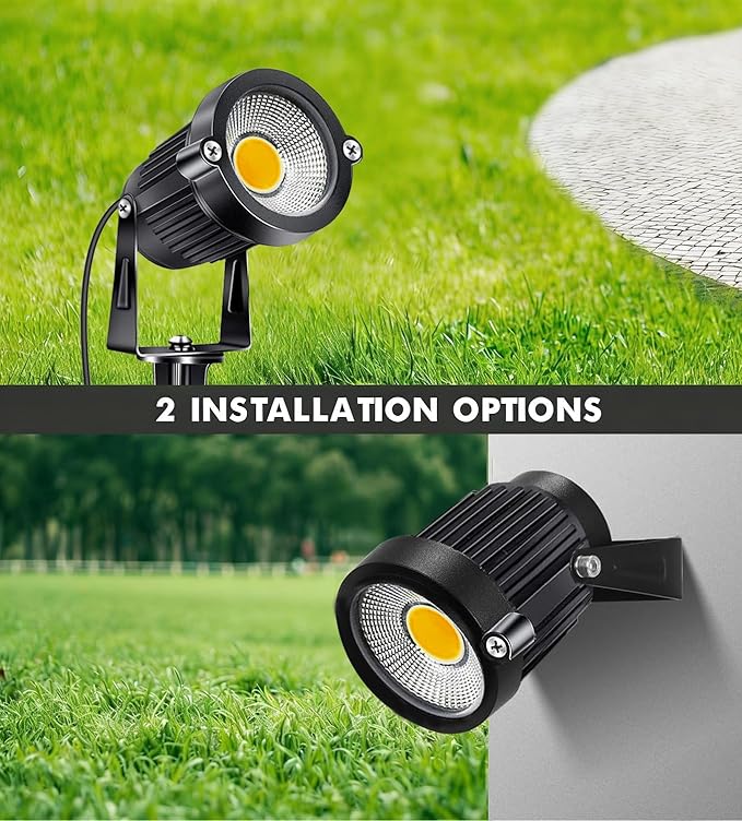 1Pack Low Voltage Landscape Lights LED 5W Landscape Lighting with connectors AC/DC 12V-24V Outdoor Spotlight IP66 Waterproof Tree Flag Lights Warm White Spotlights for Yard Garden Pathway