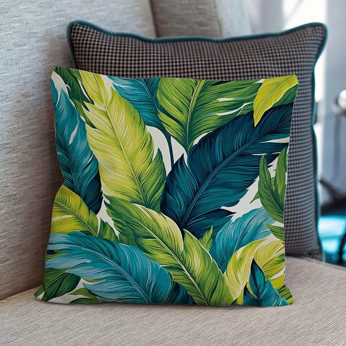 Turquoise Lime Green Throw Pillow Covers Teal Blue Aqua Tropical Throw Pillow Cover Retro Outdoor Garden Decoration for Patio Couch Tent Sofa 26x26 in