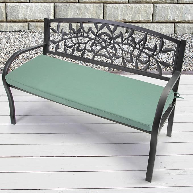 FUNHOME Outdoor Bench Cushion Covers,54" x 18" x 3", No Insert! Patio Bench Cushion Cover for Outdoor Furniture,Water Resistant Patio Loveseat Cover 1 Pack, Aqua Leala(Covers ONLY)