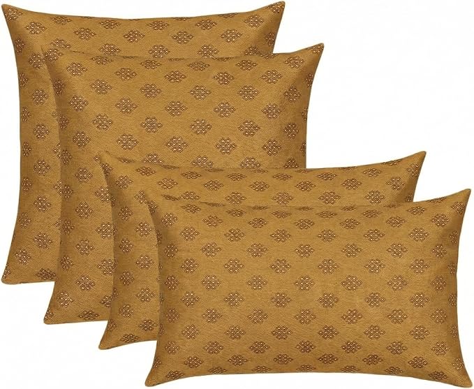 RSH DECOR: Sunbrella Lumbar & Square Pillows Set of 4 | 20" x 12" & 20" x 20" | Water and Fade-Resistant Performance Fabric | Outdoor Throw Pillows for Patio Furniture | Made in USA (Trinket Teak)