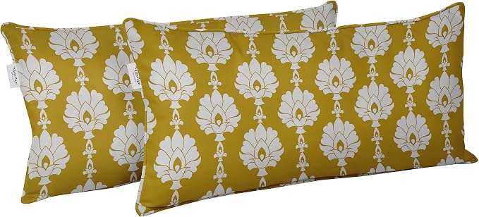 Indoor/Outdoor Polyester Fabric Lumbar Pillow Cover, All-Weather Waterproof Rectangular Cushion Case for Patio Furniture, 12 x 18 Set of 2 - Block-44