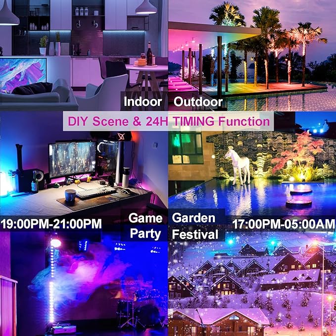 LED Flood Light Outdoor 800W Equivalent Bluetooth Smart Color Changing RGB Spot Light DIY-Scene+RGB+2700K Warm White APP & Group Control & Timing IP66 Waterproof 4Pack