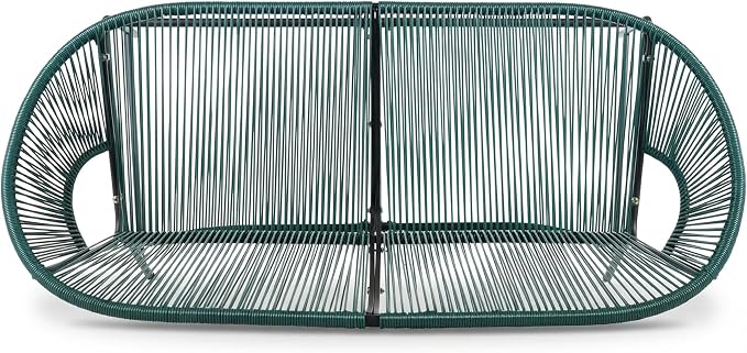 Christopher Knight Home Dessa 4 Piece Patio Furniture Set with Acacia Wood Coffee Table, 4 Seater PE Rattan Outdoor Conversation Set, Metal Outdoor Sectional Sofa Set, Beige+White, Teal