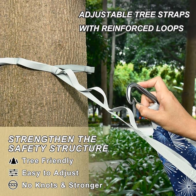 Camping Hammock Outdoor Hammocks for Outside Fireworks Blue Beach Trees Portable Lightweight with Pockets Tree Straps Indoor