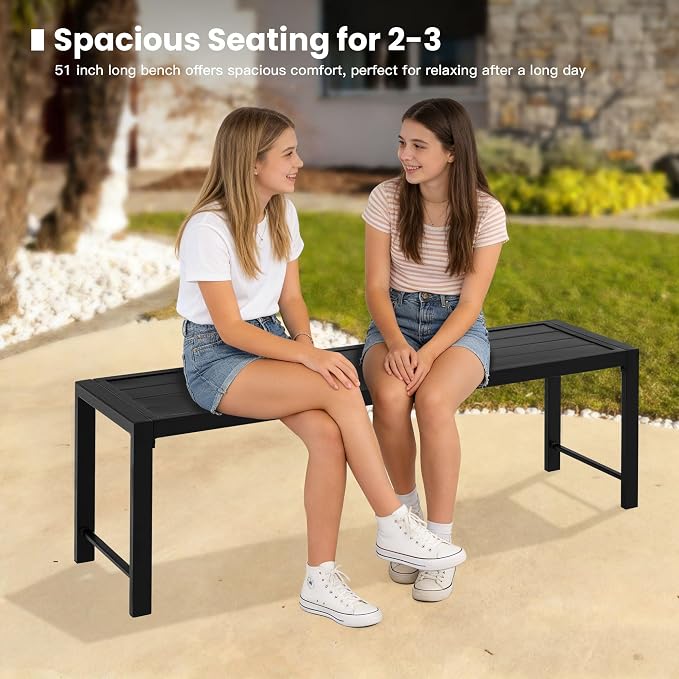 6 Pieces Outdoor Dining Set, Patio Table and Chairs Set with 51" Garden Bench for 6-7 People, 63" Outdoor Dining Table and Padded Swivel Patio Chairs for Deck Backyard, Mixed Brown and Black
