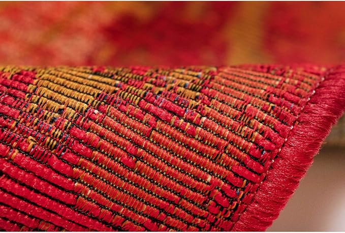 Liora Manne Marina Indoor/Outdoor Power Loomed Synthetic Blend Low Profile Area Rug - Traditional Medallion Casual Colorful (Kermin Saffron) (8'10" x 11'9")