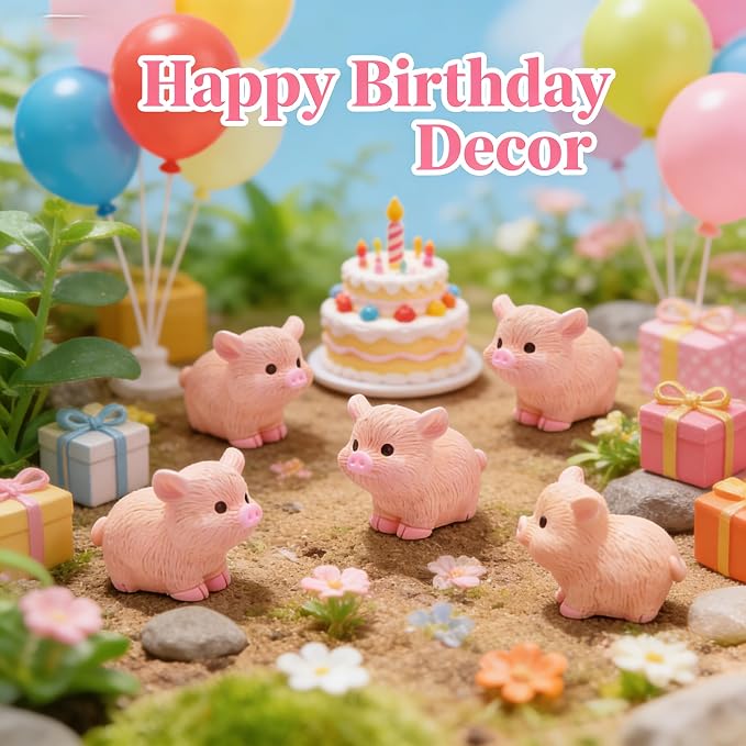 50 PCS Mini Pink Pig Figurines - 1.2" Resin Fairy Garden Animals for Terrarium Decor, Wedding Centerpieces, Desk Accessories & DIY Craft Projects