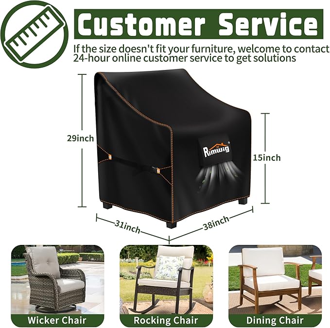 Patio Chair Covers Waterproof 2-Pack Wicker Swivel Chair Covers All-Weather Windproof & UV Protection Outdoor Furniture Covers Keep Your Chairs Like New 38x31x15x29inch