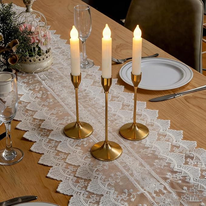 MUMCHASI 24 Packs Flameless Taper Candles Battery Operated Candlestickes Electric LED Candles Flickering Christmas Candlesticks Warm Yellow Light Party Home Decor H: 6 inches No Remote