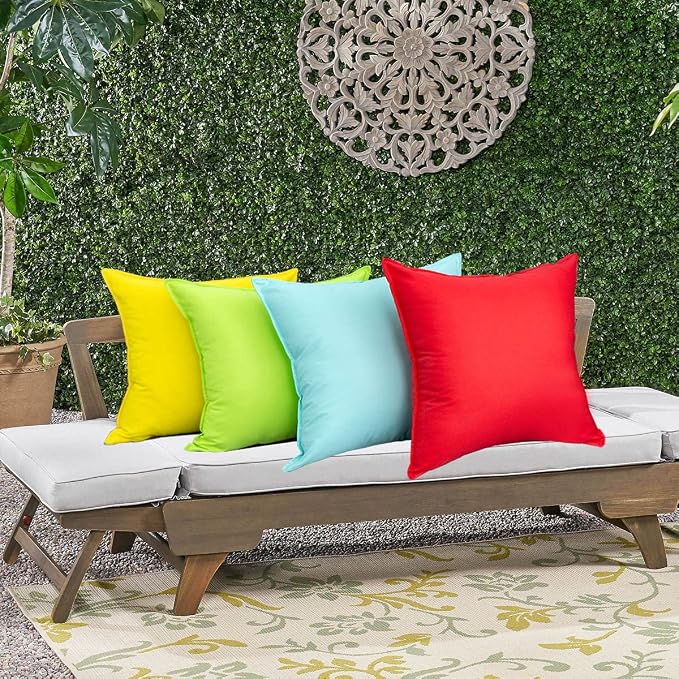 Pack of 2 Outdoor Waterproof Throw Pillow Covers Durable Vibrant Decorative Outdoor Pillows Cushion Case Pillow Shell for Patio Couch, Tent, Sunbrella (20x20 Inches, Light Blue)