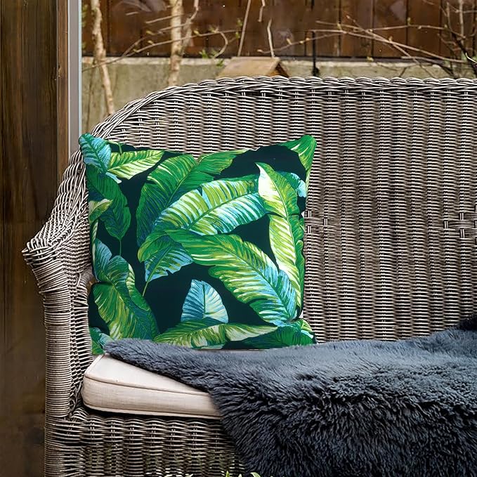 Outdoor Pillows for Patio Furniture 20x20 inch, Square Outdoor Throw Pillows with Inserts, Decorative Patio Pillows for Garden Couch Home Sofa Office Chair, Pack of 2, Hanalei Lagoon