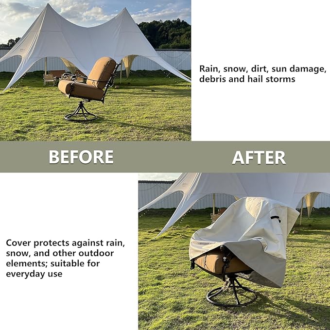 Outdoor Swivel Rocker Chair Cover 2 Pack,Patio Swivel Chair Covers for Outdoor Furniture,Rocking Chair Covers Waterproof (28W x 33D x 38.5H Inch) White&Grayish Green