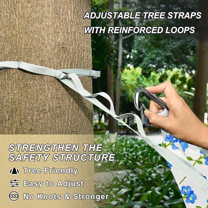 Camping Hammock Outdoor Hammocks for Outside Forget-me-not Flowers Beach Trees Portable Lightweight with Pockets Tree Straps Indoor