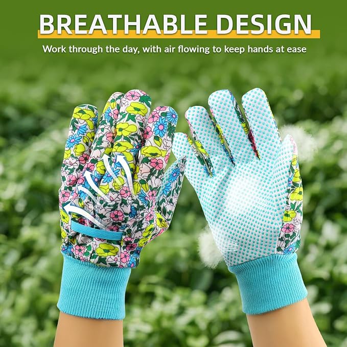 Gardening Work Gloves, Flexible and Breathable Garden Gloves, Gardening Gifts for Women, Machine Washable