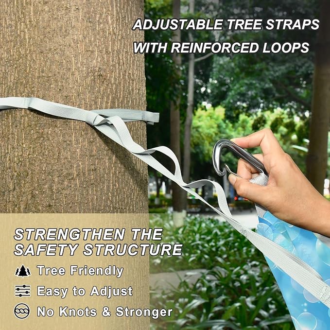 Camping Hammock Outdoor Hammocks for Outside Blue Bubble Beach Trees Portable Lightweight with Pockets Tree Straps Indoor