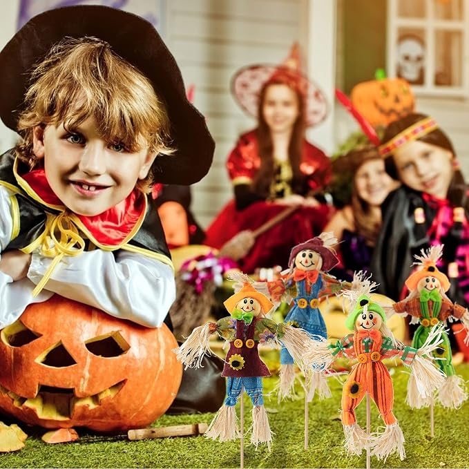 24 PCS Halloween Scarecrow Decorations, Scarecrows Fall Decor | Outdoor, Fall Harvest, Standing Scarecrow, for Garden, Home, School, Yard, Porch, Thanksgiving Decor ﻿