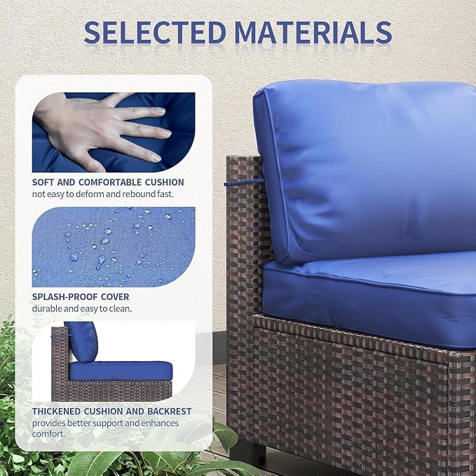 Garvee Patio Furniture Set, 7-Piece Outdoor Couches for Patio, Wicker Sectional Sofa with Coffee Table & Cushions