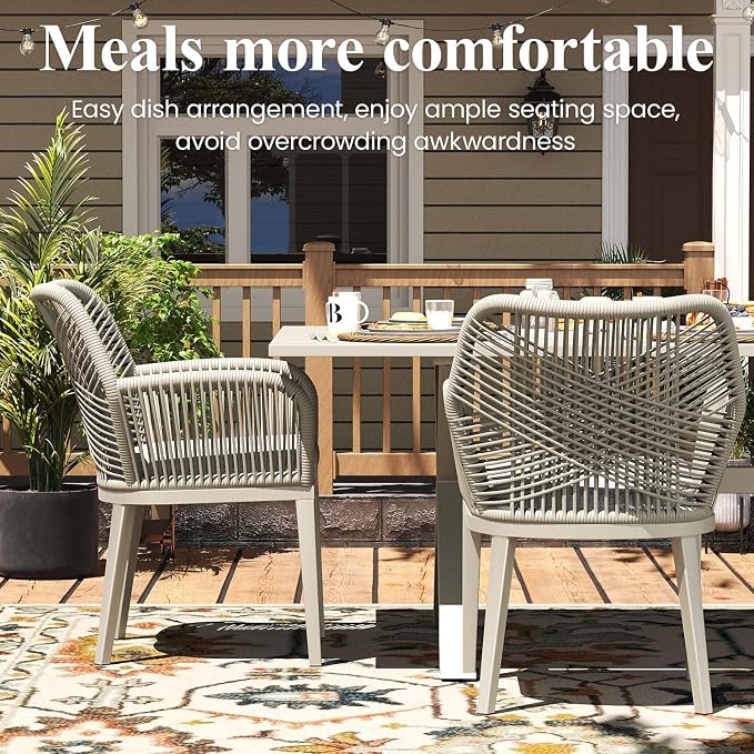 LayinSun Outdoor Dining Set for 12, 13 Pieces Patio Furniture Sets with Aluminum Dining Table and Rope Weave Chairs