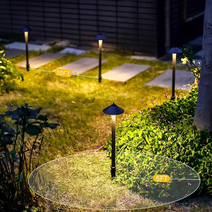 VENUS MANUFACTURING Low Voltage LED Pathway Lights 1.2W Outdoor Landscape Lighting 6 Pack 40 Lumen Landscape Path Lights 2700K for Lawn Patio Yard Walkway Driveway Pathway Garden