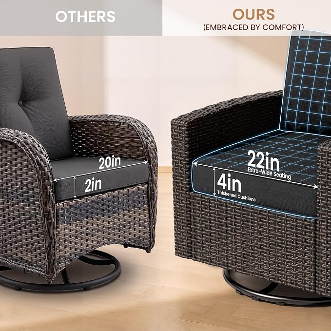 Patio Furniture Set - All-Weather - 3 Piece Wicker Outdoor Patio Conversation Set, Modular Rattan Sectional Sofa for Backyard, Garden, Patio, Poolside