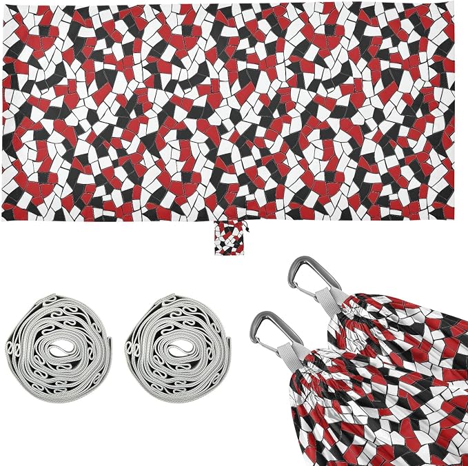 Camping Hammock Outdoor Hammocks for Outside Mosaic White Red Black Beach Trees Portable Lightweight with Pockets Tree Straps Indoor