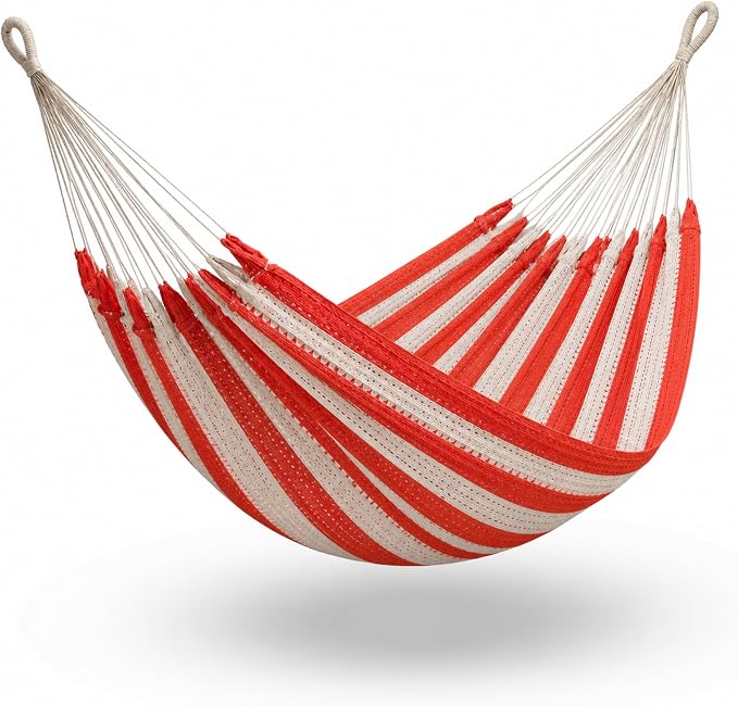 Hammock for 1-2 Person, 475 lbs Capacity – Handwoven Mexican Hammock, 100% Soft Cotton – 9.8 ft Mayan Hammock for Patio, Backyard, Indoor & Camping – Medium, Orange