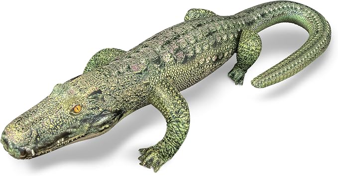 Jet Creations Inflatable Alligator, 49" Realistic Gator Float for Pool, Vinyl Inflatable for Garden Pool Halloween Decoration, Safari Theme Birthday Decoration, Bird Deterrent | Curved tail creates an impressive 76" body length from nose to tail with r...