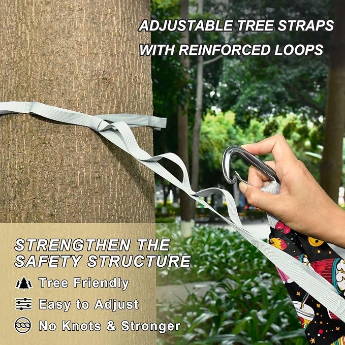 Camping Hammock Outdoor Hammocks for Outside Pizza Popcorn Beverages Beach Trees Portable Lightweight with Pockets Tree Straps Indoor