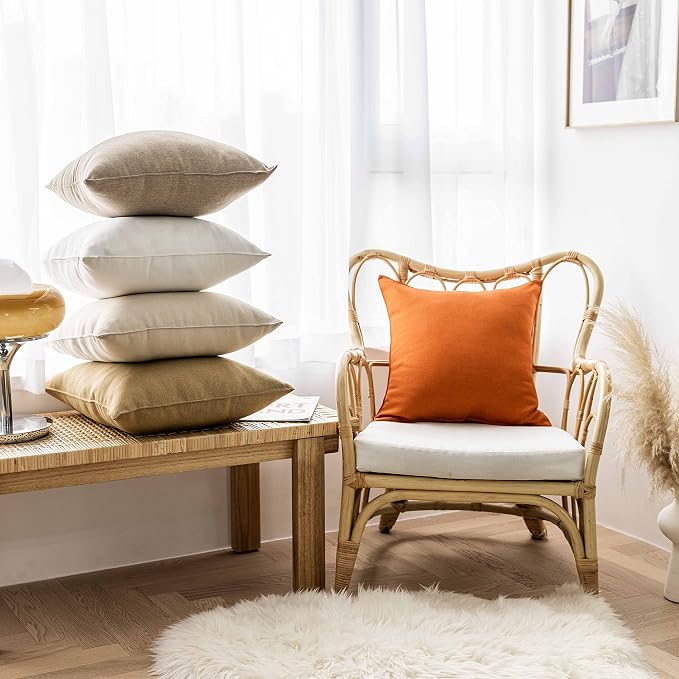 Home Brilliant Outdoor Pillows Covers for Patio Rectangle Pillow Cover 12x20 Lumbar Throw Piillow Covers Decorative Pillowcases Set of 4, 12 x 20, Burnt Orange