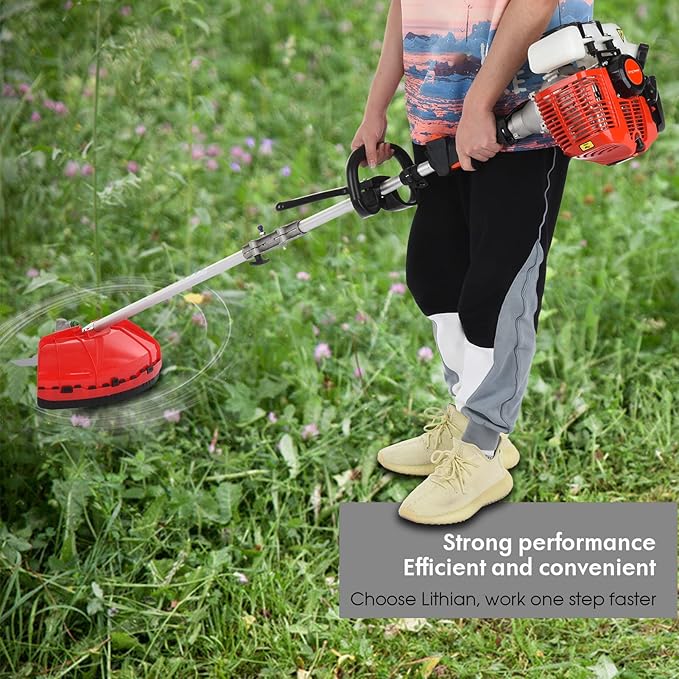 Gas Weed Eater, 5 in 1 Multifunctional Cordless Hedge Trimmer String Trimmer 52cc 2 Stroke 8500Rpm Brush Cutter Garden Tool