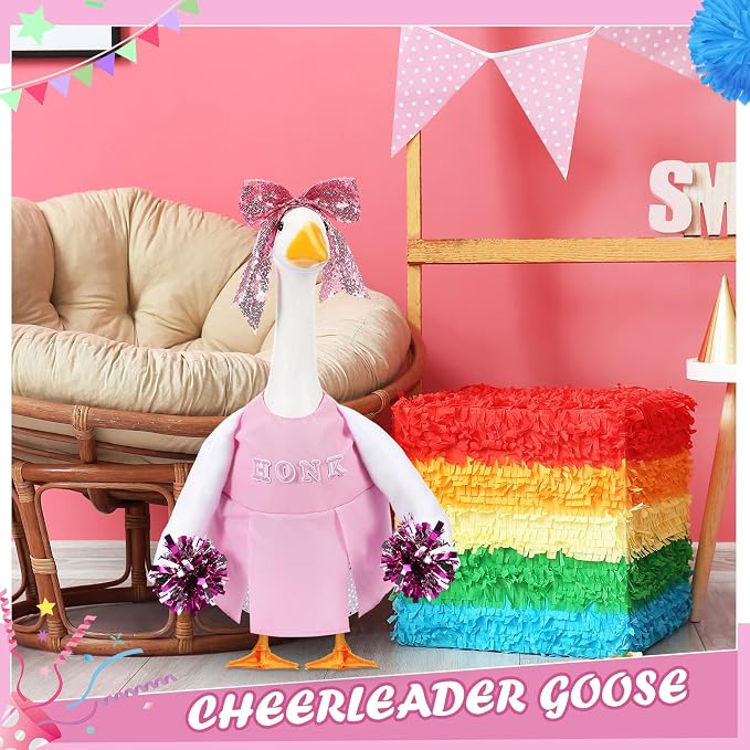2 Pcs Cheerleader Porch Goose Outfit Clothes Cheerleading for 23" Goose Costume Garden Yard Outdoor Decorations