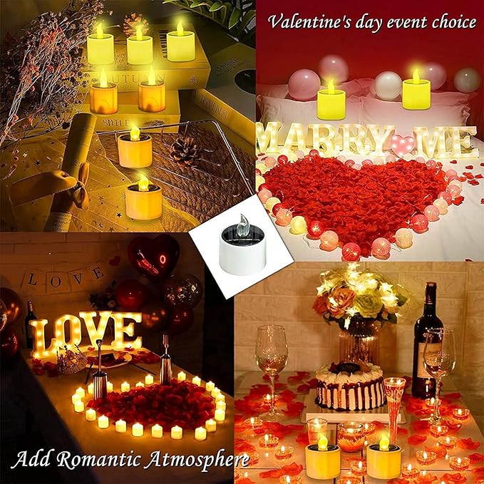 Solar Tea Lights Outdoor Waterproof - 10 Pack Flameless Flickering Solar Candles Reusable LED Tea Light Candles Rechargeable Dusk to Dawn Lighting for Lanterns Garden Camping Home Decor, 2.3''x2.1''