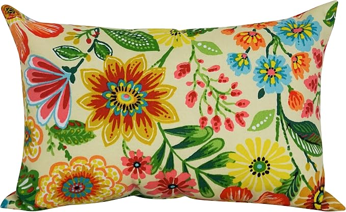 Blazing Needles Indoor/Outdoor Rectangular Throw Pillow, 19" by 11", Gregoire Chamomile 2 Count